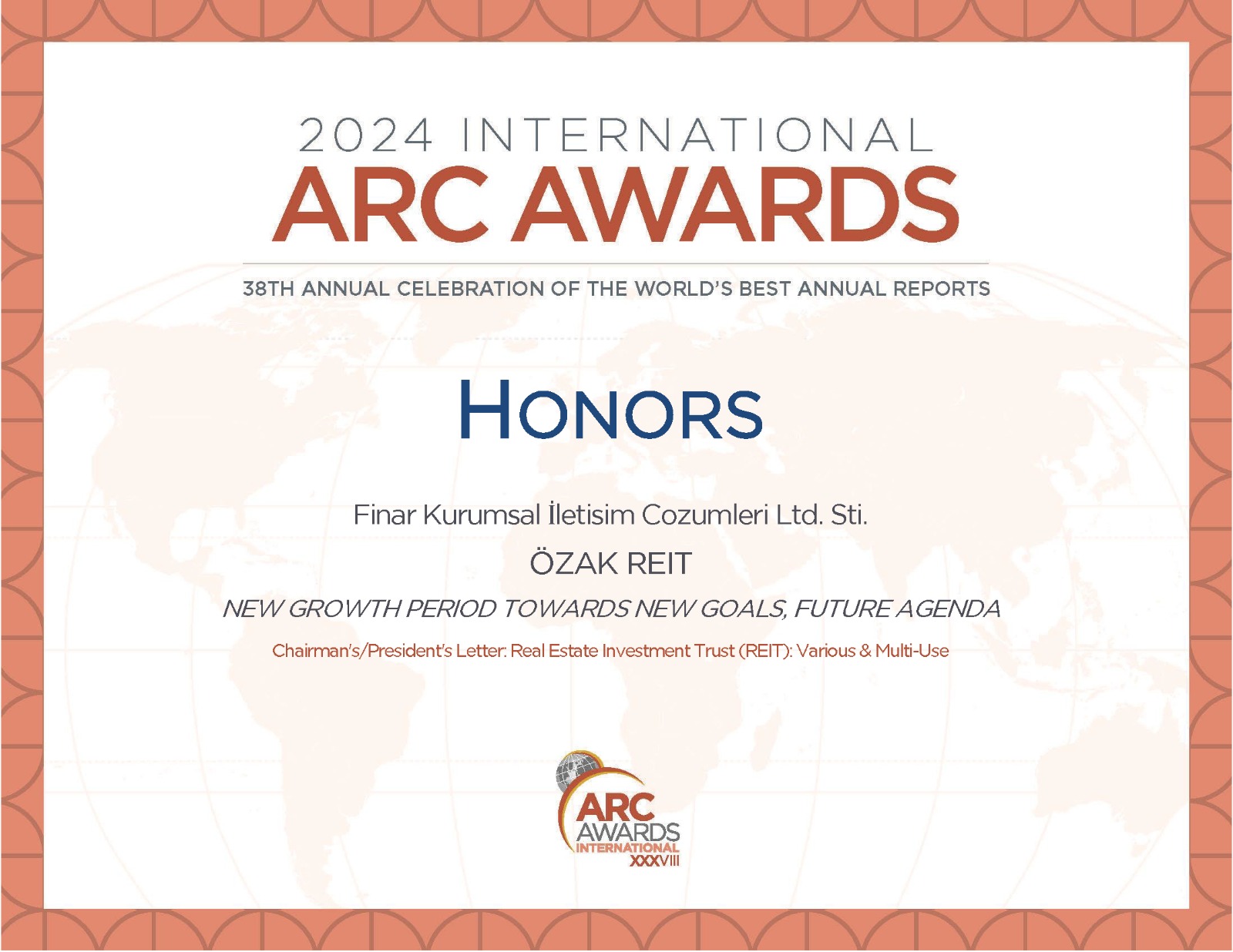 Yönetim Kurulu Başkanı Mesajı Onur Ödülü